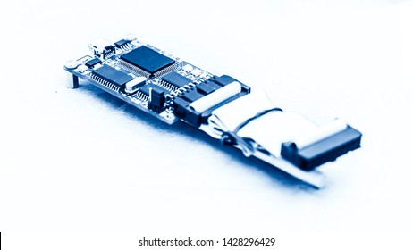 High Tech Abstract background of close-up details of electronic cpu chip with colourful industry icon, concept of modern technology for better life, city and environment conservation.