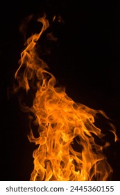 High temperature flame fire with dark background detail texture