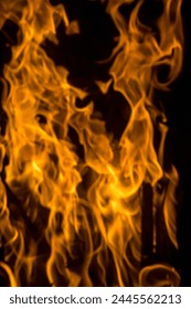 High temperature flame fire with dark background detail texture