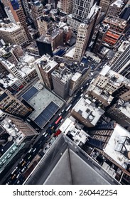 High top view of city buildings in New York