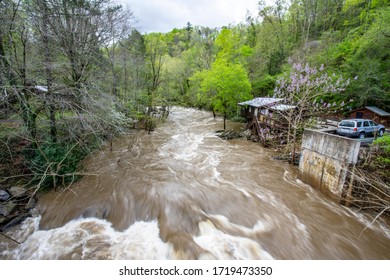 High Unruly Water After A Tornado Little Pigeon River Tennessee Smoky Mountains