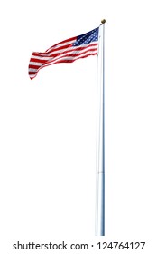 A High Usa Flag Pole Isolated White