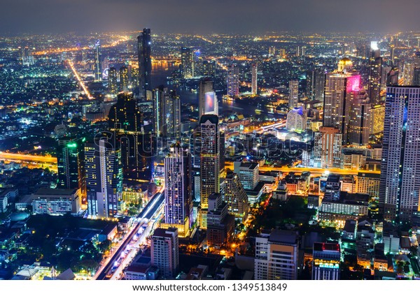 High View City Night Time Bangkok Stock Photo Edit Now 1349513849