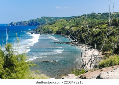 High View Of A Rocky Coastline At Maui, One Of The Hawaiian Islands, USA