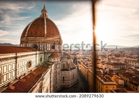 High view from Santa Maria del Fiore cathedral in Firenze, Tuscany, Italy.