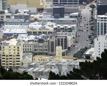 High Viewpoint Cityscape Showing Buildings In Courtenay Place, Wellington New Zealand