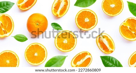 High vitamin C, Juicy and sweet. Fresh orange fruit on white background.