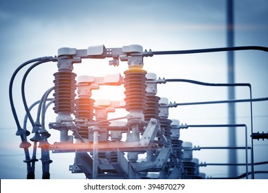 High Voltage Circuit Breaker In A Power Substation