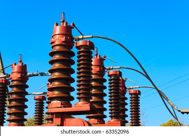 High Voltage Circuit Breaker In A Power Substation