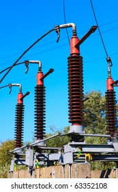 High Voltage Circuit Breaker In A Power Substation