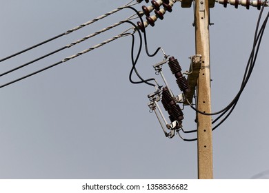 High Voltage Drop Out Fuse On Electricity Post