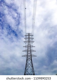 High Voltage electric tower in Cloud Background