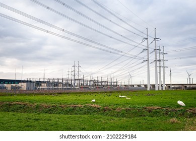 High voltage electric transformation station in Zoetermeer, Netherlands