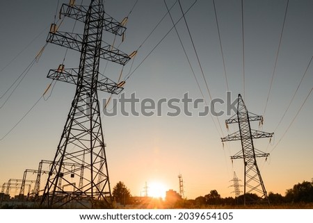 Similar – Sunset view of power lines from a Spanish hydro plant