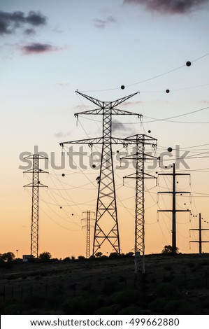 Similar – Sunset view of power lines from a Spanish hydro plant