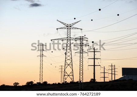 Similar – Sunset view of power lines from a Spanish hydro plant