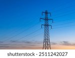 high voltage electrical pole and electricity pylon for electricity energy technology from power plant as fuel and power generation to customer, industry, and city