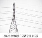 High voltage pole electric grid line energy tower tranmission high pylon voltage substation cable network plant industry technology construction green energy power supply wires ecosystem change.