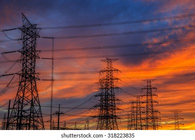 High Voltage Pole Transmission Line Tower Stock Photo 318223835 