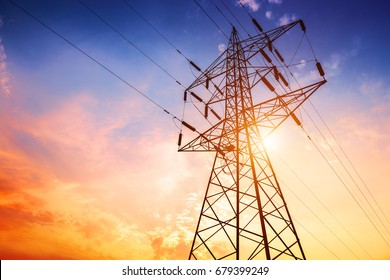 High voltage post or High voltage tower - Shutterstock ID 679399249