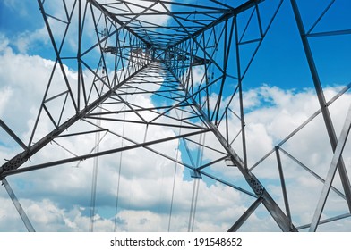 high voltage post.High-voltage tower sky background.  