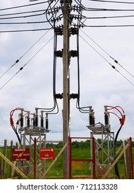 High voltage power electric line and transmission tower in Special Economic Zone in Myanmar