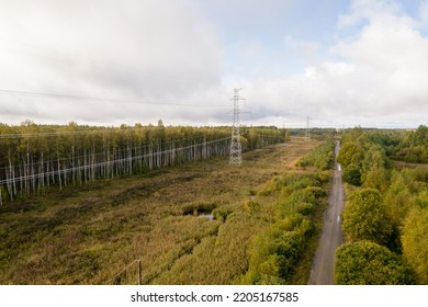 High Voltage Power Lines. Aerial View