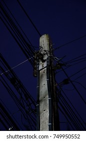 High voltage power pole (Selective focus) in the night