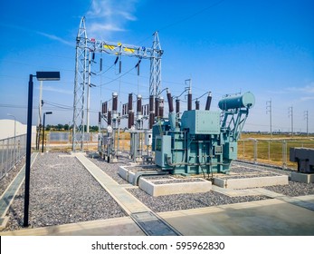 High voltage power transformer substation in Solar power station