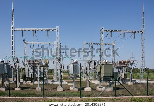 High voltage power
transformer substation.