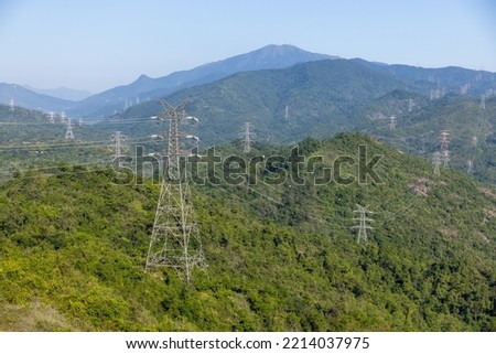 High voltage powerline on the mountain