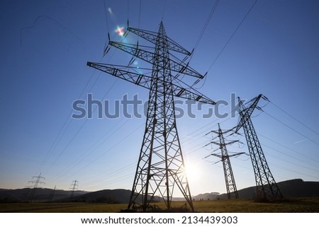 high voltage road evening sky silhouettes 