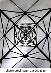 high voltage tower seen from below