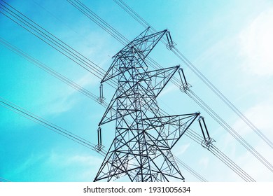 High voltage transmission towers line	
