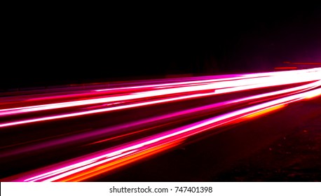 The High Way High Speed Vehicle Tail Light Trails 