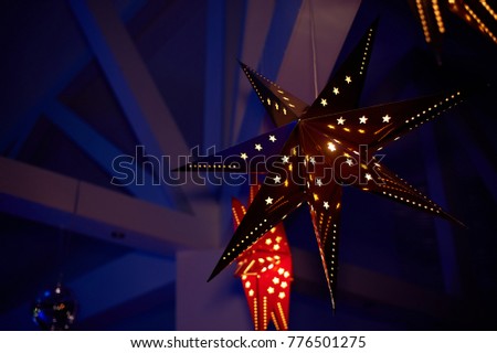 High White Ceiling Exposed Beams Decorated Stock Photo Edit