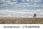 High winds create waves and dangerous water conditions along the Illinois shoreline of Lake Michigan in August 2020. The water was closed to swimmers.