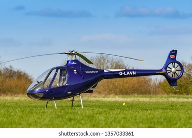 HIGH WYCOMBE, ENGLAND - MARCH 2019: Guimbal Cabri G2 Helicopter On The Ground At Wycombe Air Park.