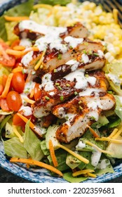 High-Angle Close-up BBQ Chicken Salad