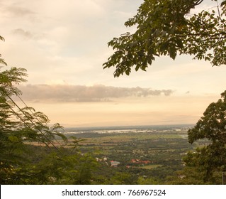 High-angle view of the mountain, overlooking the community living on the hills and floodplains.