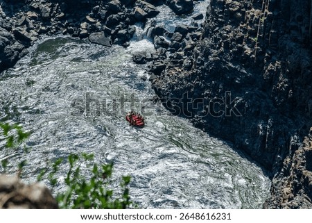 high-angle view of the rafting in the valley
