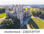 high-angle view of Wollaton Hall Elizabethan country house in Wollaton Park, Nottingham, England. winter warm day. High quality photo