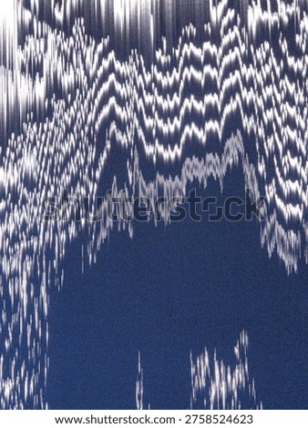 High-contrast abstract pattern of distorted white digital waves and jagged lines on a dark blue background