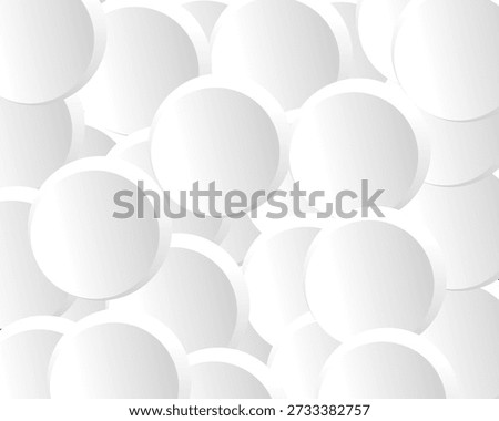 High-density pattern of overlapping white 3D circles with soft shadows.
