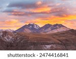 Highest mountains range near Aconcagua peak in Mendoza region, Argentina, South America