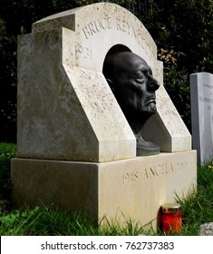 Highgate Cemetery, London, UK - 04/03/16: Grave And Death Mask Of The Great Train Robber Bruce Reynolds.