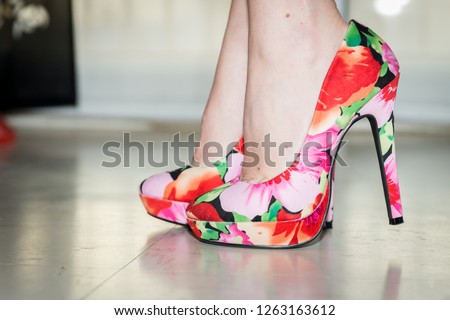 High-heeled women's shoes, feminine style