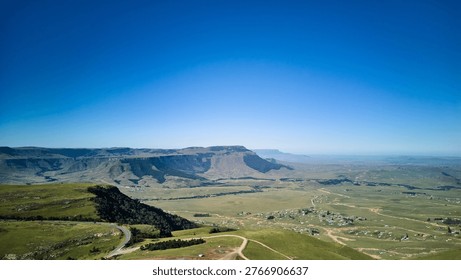 Highland Ridge Route For Explorers. Elevated Trail Across South African Mountain Peaks And Slopes