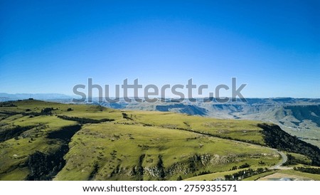Highland Ridge Route For Explorers. Elevated Trail Across South African Mountain Peaks And Slopes