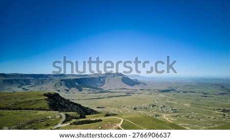 Highland Ridge Route For Explorers. Elevated Trail Across South African Mountain Peaks And Slopes